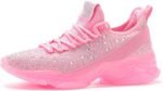 BELOS Women's Rhinestone Mesh Slip On Walking Shoes Fashion Breathable Spakle Glitter Sneaker - Image 2