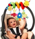 Baby Crib Hanging Rattles Toys - Infant Baby Worm Crib Bed Around Rattle Bell Cartoon Insect Spiral Hanging Toy with Ringing Bell for Infants Bed Stroller Car Seat Bar for Babies Boys and Girls - Image 2