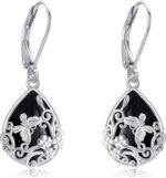 Black Onyx Earrings 925 Sterling Silver Black Onyx Dangle Drop Earrings Filigree Jewelry Gift for Women Girls - Image 2