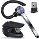 Bluetooth Headset, Wireless Earpiece with Upgrade Noise Canceling Mic,500mAh Charging Case Support 72H Talking Time,Hand-Free Headphones with Mute Button for Computer Cell Phones Trucker Work - Image 2