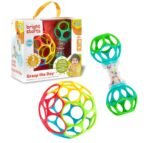 Bright Starts Easy-Grasp Oball Bundle Gift Set - Grasp The Day, Ball and Rattle Toys 2-Pack, BPA Free, Unisex, Newborn+ - Image 2