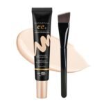 CC Cream with SPF 50+ with Brush, Waterproof Flawless Concealer Full Coverage BB Cream for All Skin Types, Lightweight Powder Foundation Full Coverage, Pre-makeup Primer Refine Skin Texture (Ivory) - Image 2