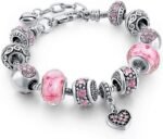 Capital Charms Pink Hearts Silver Plated Charm Bracelet Set, Jewelry Gifts with Beads, Charms, and Adjustable Snake Chain, Fits 7.5"+1.5" - Image 2