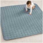 Comfy Cubs Square Kids Play Mat - 56 x 56 inches Soft Quilted Baby Floor Mat with Non-Slip Bottom - Plush Design for Toddlers' Playtime and Relaxation - Comfortable and Durable - Pacific Blue - Image 2