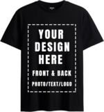 Custom Front & Back T Shirts for Men Women Personalized T-Shirt Add Your Own Design with Image Text Logo Black - Image 2