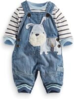 Cute Baby Boy Clothes Suit Toddler Boys' Striped long Sleeve T-Shirt+Denim Overalls Jumpsuit Pants Outfits Sets - Image 2