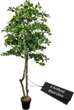 Cypress & Alabaster Handmade 6ft Italian Black Olive Leaf Artificial Tree with Ethically Sourced Real Wood Trunks, Hypoallergenic, 6-Foot, Green - Image 2