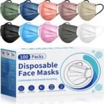 Disposable Face Mask For Adults - Travel Essentials, 100 Pack Individually Wrapped, 4 Ply Protection,Safety Masks Disposable - Image 2