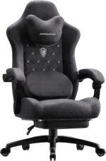 Dowinx Gaming Chair with Heated Massage Lumbar Support,Big and Tall Fabric Gaming Chairs for Adults with Footrest, Ergonomic Computer Game Chair with Poket Spring Cushions, 350lbs, Black - Image 2