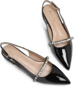 Elisabet Tang Women Slingback Flats with Rhinestone Pointed Toe Flats for Women Dressy Shoes - Image 2