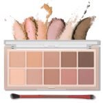 Erinde 10 Colors Nude Eyeshadow Palette, Matte Light Beige Brown Eye Shadow Makeup, Ultra-Blendable High Pigmented Long Lasting, Neutral Eye Make Up Pallet with Brush Travel Size Gift Kit, Milk Tea - Image 2