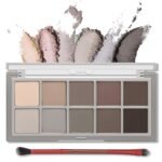 Erinde 10 Colors Nude Eyeshadow Palette, Taupe Brown Mavue Matte Eye Shadow Palette Makeup, Neutral Grey Smokey Eye Pallete, Ultra-Blendable, Long Lasting Natural Eyeshadow for Older Women, Cement - Image 2