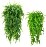 Fake Fern Artificial Hanging Ferns Outdoor Faux Hanging Greenery Plant Indoor UV Resistant Plastic Plants for Wall, Wedding Party, Holiday Decor-2Pcs - Image 2