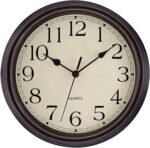 Foxtop Retro Silent Non-Ticking Round Classic Clock Quartz Decorative Battery Operated Wall Clock for Living Room Kitchen Home Office 12 Inch (Bronze) - Image 2