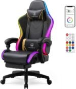 GTPLAYER Gaming Chair, RGB Gaming Chairs with LED Lights, Video Gaming Chair for Adults, Ergonomic Computer Gaming Chair with Linkage Armrest, Reclining Chair with Headrest (Without Massage, Black) - Image 2