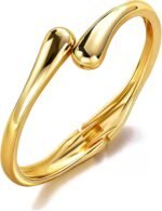 Gold Bangle Bracelets for Women Teens Trendy Chunky Adjustable Twist Cuff Bracelet Jewelry Gifts - Image 2
