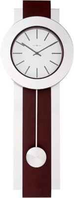 Howard Miller Bergen Wall Clock, Sturdy Frame Modern Vertical Decor Nickel-Finished Pendulum, Battery Operated Key Wound Stylish Analog Dial Quartz Movement Best Alarm Clock for Home & Office - Image 2