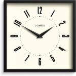 JONES CLOCKS® Box Wall Clock | Retro Square | 10 inch | Black | Easy to Read Numbers | Perfect Kitchen or Office Clock - Image 2