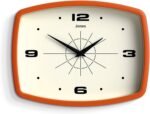 JONES CLOCKS® Movie Wall Clock | Rectangular Retro Clock | 10 inch | Orange | Cool mid-Century Designer Look for Kitchen, Living Room or Office - Image 2