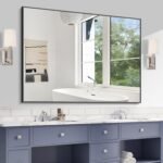 KOCUUY Bathroom Mirror Black, 48x36 inch Rectangle Wall Mirror with Metal Frame, Black Vanity Mirror Modern Home Decor for Bathroom, Living Room, Farmhouse, Entryway, Hang Horizontal/Vertical - Image 2