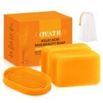 Kojic Acid Turmeric Soap Bar Dark Spots for Face & Body, Deep Cleansing, Gentle Soap Sensitive Skin Formula, All Skin Types 2Pack with Dish - Image 2