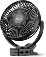 Koonie 10000mAh Clip on Fan Rechargeable, 8-Inch Battery Operated Desk Fan, USB Fan, 4 Speeds, Strong Airflow, Sturdy Clamp for Golf Cart Office Desk Outdoor Travel Camping Tent Gym Treadmill,Black - Image 2