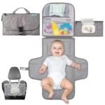 Kopi Baby Portable Diaper Changing Pad - Baby Diaper Changer Travel Bag with Wipes Pocket, Smart Design Portable Changing Mat, Infant Travel Station Kit, Gift for Newborn Girl & Boy - Grey, Classic - Image 2
