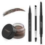 LAVONE Makeup Kit With Eyebrow Stamp Pencil, Waterproof Brow Pencil & Pomade, Eyeliner, Dual-ended Eyebrow Brush, Dark Brown - Image 2