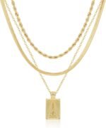 Layered Gold Silver Necklaces for Women, Stackable Stack 14K Real Gold Plated Silver Chain Necklace Diamond Circle CZ Layering Pendant Necklaces Trendy Gold Jewelry Set Gifts - Image 2
