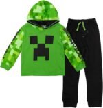 Minecraft Creeper Fleece Pullover Hoodie and Pants Outfit Set Little Kid to Big Kid - Image 2