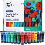 Mont Marte Acrylic Paint Set 24 Colours 36ml, Perfect for Canvas, Wood, Fabric, Leather, Cardboard, Paper, MDF and Crafts - Image 2