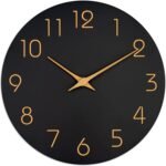 Mosewa Large Wall Clock 16 Inch Black Battery Operated Silent Non Ticking Simple Minimalist Rose Gold Numbers Clock Decorative for Bedroom Living Room Kitchen Home Office - Image 2