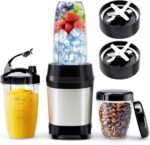 Nahida Blender for Smoothies, 1200W Smoothie Blender for Ice Crushing, Blenders with (2) 6-Fin Blades, Personal Blenders for Kitchen with 23oz, 32oz, 37oz Easy Go Cups for Juices, Silver - Image 2