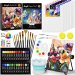 Nicpro 68PCS Acrylic Paint Canvas Set for Adults, Art Painting Supplies Kit with 24 Acrylic Paints,Table Easel,8 Canvas Panels,12 Brushes,Paper Pad,Cleaning Cup, Sponge, Palette for Beginner Artist - Image 2