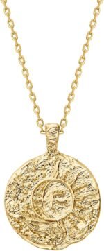 PAVOI 14K Gold Plated Engraved Coin Pendant Necklaces for Women | Byzantine Coin Pendants | Bohemian Necklace - Image 2