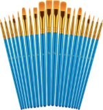 Paint Brushes Set for Acrylic Painting, 20 Pcs Oil Watercolor Acrylic Paint Brush, Artist Paintbrushes for Body Face Rock Canvas, Kids Adult Drawing Arts Crafts Supplies, Blue - Image 2