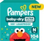 Pampers Diapers - Baby Dry - Size 0, 104 Count, Absorbent Disposable Newbort Diaper (Packaging May Vary) - Image 2