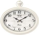 Retro Oval Wall Clock. White Vintage Antique Style. Battery Operated Decor Wall Clocks for Farmhouse, Living Room,Kitchen,Bedroom,Bathroom (10.5" H x 11.3" W) - Image 2
