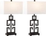 SAFAVIEH Lighting Collection Greek Key 29-inch Oil Rubbed Bronze Metal Table Lamp Set of 2 (LED Bulbs Included) - Image 2