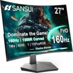 SANSUI 27 Inch Curved 160Hz Gaming Monitor, 1500R Curved Computer Gaming Monitor FHD 1080P, 4000:1, 110% sRGB, FPS/RTS, 1Ms MPRT|FreeSync|HDR|Low Blue Light|HDMI DP| VESA Support, HDMI Cable Incl. - Image 2