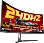 SANSUI 34 Inch 240Hz Ultrawide Curved Gaming Monitor UWQHD 3440×1440, 21:9 2K Curved Monitor 1500R,HDR400,Fast VA, PIP/PBP,AI Crosshair,AIPQ(Visual Enhance),MPRT 1ms,HDMI2.1*2,DP1.4*2(DP Cable Incl.) - Image 2