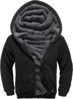 SECOOD Kids Hoodie Fleece Jacket Warm Sherpa Lined Zip Up Hooded Sweatshirt Soft Winter Coat Boys Girls School Outerwear - Image 2