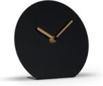 SOFFEE DESIGN 6'' One-Piece Table Clocks Without Scale Modern Minimalist Style Decoration, Iron Silent Quartz Desk Clock Creative Ornaments, Battery Operated Non Ticking for Home Office, Black - Image 2