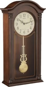 Seiko Gold Tone & Arched Wall Clock with Pendulum and Dual Chimes, 25 x 12.25 x 5 Inch - Image 2