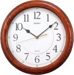 Seiko Wall Clock Quiet Sweep Second Hand Dark Brown Solid Oak Case - Image 2