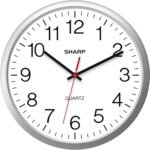 Sharp Wall Clock – Silver, Silent Non Ticking 14 Inch Quality Quartz Battery Operated Round Easy to Read Home/Kitchen/Office/Classroom/School Clocks, Sweep Movement - Image 2