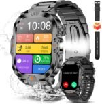 Smart Watch for Men Military Answer/Make Call 2.01″ Display 170+ Sports Modes Fitness Smart Watch IP68 Waterproof 30 Days Standby Smartwatch for Android iOS Black (2 Straps) - Image 2