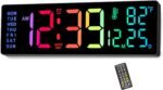 Soobest 14.2" Large Display Digital Wall Clock with Date Day of Week Temp Timer, Electric 8-in-1 Color Changing Big LED Clock for Elderly Seniors, Auto DST, Remote Control for Living Room Home Gym - Image 2