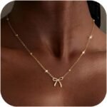 Stocking Stuffers for Women Dainty Bow Necklace 14K Gold Plated Cute Choker Small Pendant Charm Necklaces Teen Gift Trendy Stuff Personalized Jewelry Christmas Gifts - Image 2