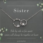 Suavell Sister Necklace - Sterling Silver Interlocking Double Circle Necklace - Birthday Gift for Sister - Maid of Honor Gift - Image 2